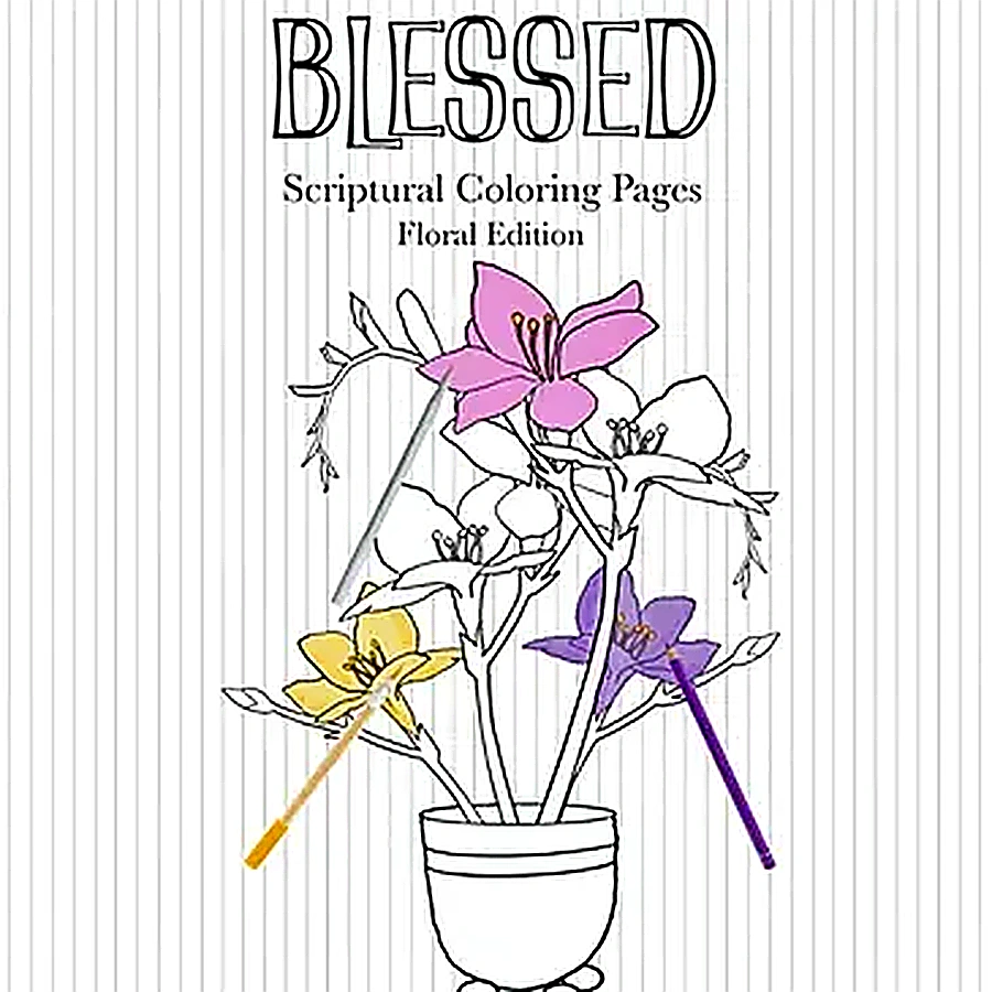 Blessed coloring book with flowers