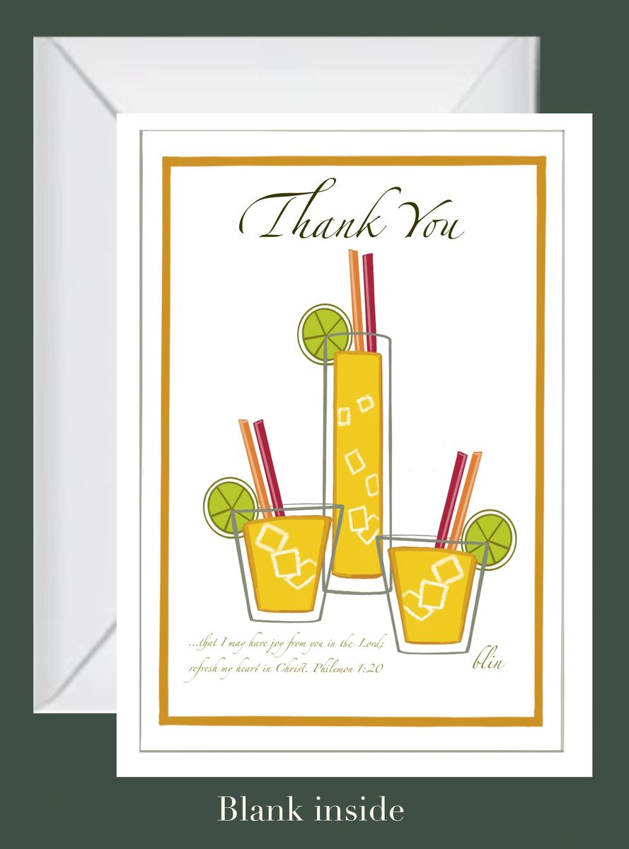 Illustrated Thank You card with straws