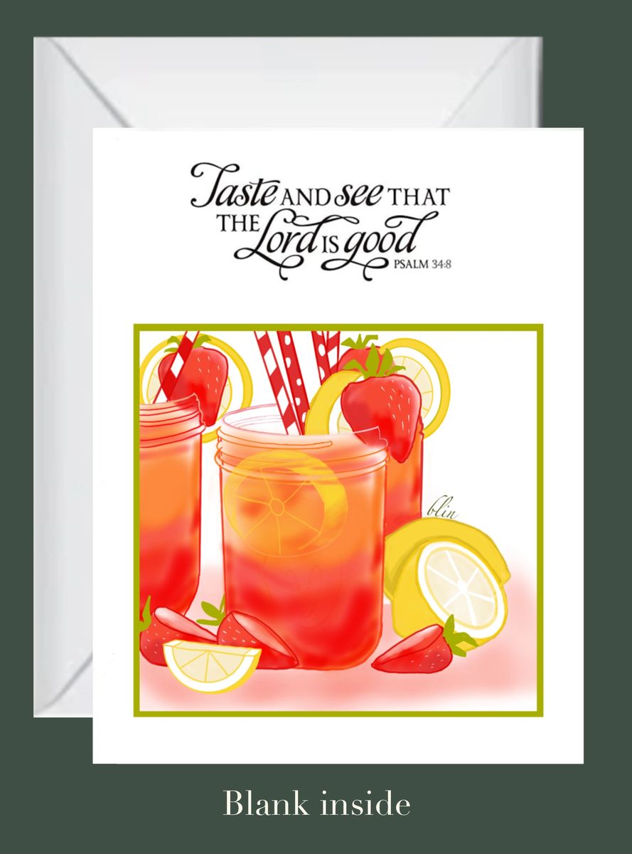 Greeting card featuring lemonade and verse