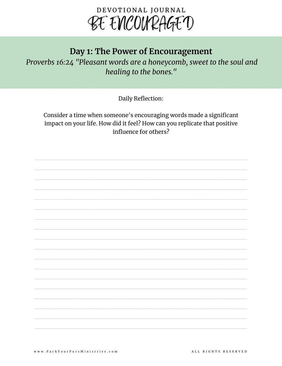 Devotional journal page on encouragement