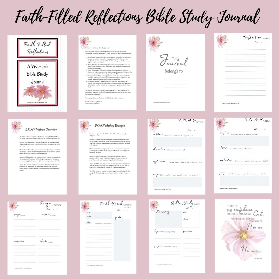 Bible study journal pages layout