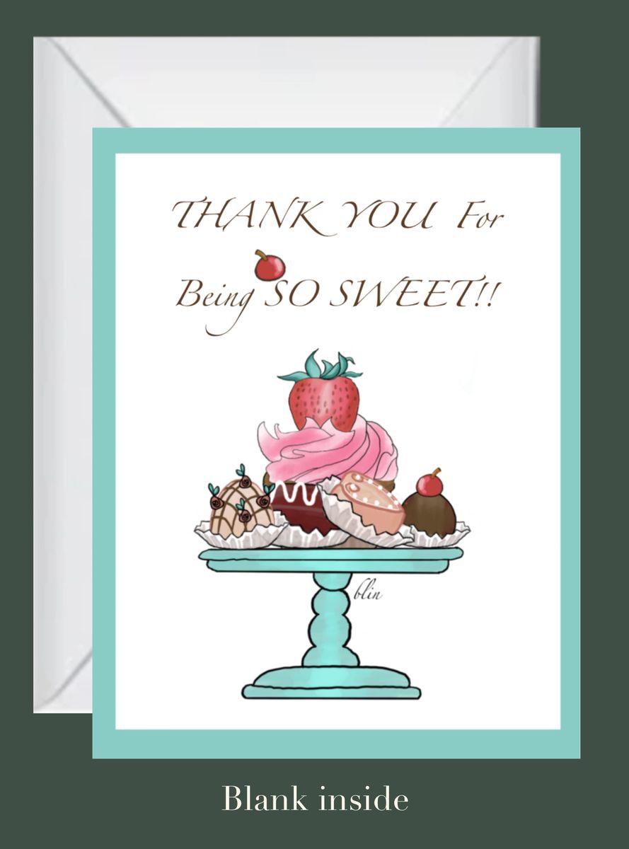 Thank you card with desserts illustration