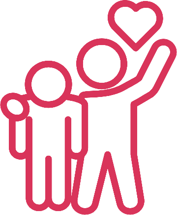 Two-person icon with heart symbolizing support