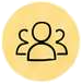 Three user icons on yellow circular background
