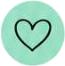 Teal circle with heart outline