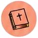 Bible icon on orange circular background